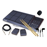 Bateria Eletrônica Carlsbro Okto-a Preta Com Fonte + Baqueta