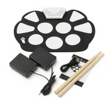 Bateria Eletrônica Musical Drum Silicone Dobrável 2 Pedais 