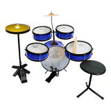 Bateria Infantil Rock Baby Azul Completa Com Chimbal E B Cor Preto