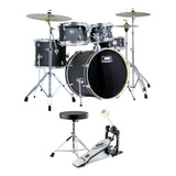 Bateria Musical Acústica Profissional Completa Banco Suporte