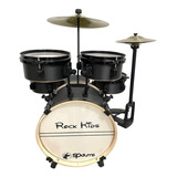 Bateria Musical De Brinquedo Rmv Rock Kids Com Chimbal Preto
