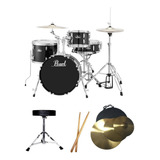 Bateria Pearl Roadshow Bumbo 18 Rs584 Jet Black + Kit Pratos