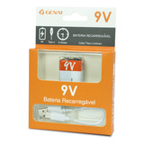 Bateria Recarregável 9v 650mah Iigenai Tipo C 5v Gn-375 110v/220v