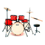 Bateria Rmv Rock Vermelha Bumbo 20 Completa Pratos + Banco