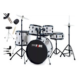 Bateria Spanking Pro Fire Bumbo 20 + Pratos + Banco Completa