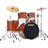 Bateria Tama Stagestar Sg52kh6c-bk, Db, Wr, Csv De 5 Peças Com Suportes, Pratos, Cor De Cobre Branco