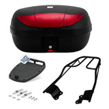 Baú 45 Litros Bauleto Moto + Base Suporte Bagageiro Em Aço