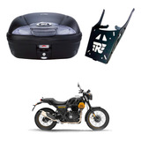 Baú 45l Monolock Simply Fumê Givi + Bagageiro Scram 411 Bráz