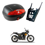 Baú 45l Monolock Vermelho Givi + Bagageiro Scram 411 Bráz