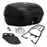 Baú Bauleto 45 Litros Protork + Bagageiro Suporte Moto Preto