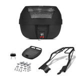 Baú Maleiro Moto 28 Litros Protork + Suporte Bagageiro Preto