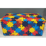 Baú Puff Organizador Decorativo Quebra Cabeça 