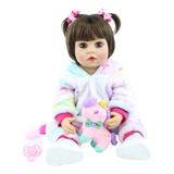Bebe Reborn Menina Boneca Unicórnio 100% Silicone - Full