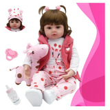Bebê Reborn Menina Girafinha De Pelúcia Corpo De Silicone
