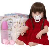 Bebe Reborn Realista Grande Corpo Vinil Pode Banho + Itens