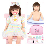 Bebê Reborn Shopjj Boneca Baby Cabelos Castanhos C/ Enxoval