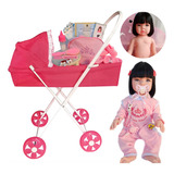 Boneca Reborn Girafa Barata Enxoval Com Carrinho Dobrável