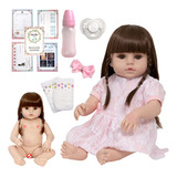 Bebe Tipo Reborn Menina Laura Realista Com Chupeta 13 Itens