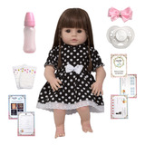 Bebe Tipo Reborn Nicole Vestido Bolinha Completa Pode Molhar