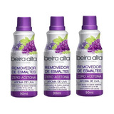 Beira Alta Removedor De Esmalte Zero Acetona Uva 90ml 3 Unid