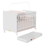 Bela Store Berço Americano 4 X 1 Multifuncional Com Trocador E Colchão Mini Cama Bebê Infantil Criança Cor Branco