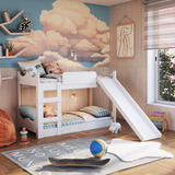 Beliche Cama Solteiro Infantil Escada Escorregador Branco