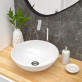 Beltempo Ametista Bt-3070 Cuba Pia De Apoio Redonda Branca 35cm Banheiro Ou Lavabo