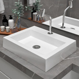Beltempo Safira Cuba Pia De Apoio Retangular 47x37 Para Banheiro Lavabo Cor Branco