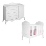 Berço Americano E Cômoda Infantil Realeza 1pt Branco - Canaã