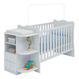 Berço Com Cômoda Doce Sonho Qmovi Branco/azul