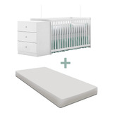  Berço Cômoda 3 Gavetas Colchão Espuma D-18 Quarto Infantil