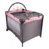 Berço Compacto Joly Chiqueirinho Com Trocador E Móbile Azul Cor Ciinza/rosa