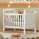 Berço Mini Cama Com Grade De Proteção Removível E Rodízios Para Quarto De Bebê Menino E Menina