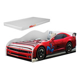 Berço Mini Cama Infantil Carro Aranha Com Colchão Incluso Para Quarto De Criança- Lv Moveis