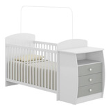 Berço Multimóveis Rafael C/gavetas P/colchão Fg0516 Cinza/br Cor Branco Premium/cinza Premium