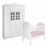 Berço Realeza E Guarda Roupa Imperial 4 Portas Branco