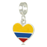 Berloque Charms Bandeira Coração Pais Colombia