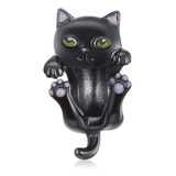 Berloque Gato Gatinho Preto Prata Legítima 925 P/ Pulseiras