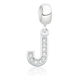 Berloque Letra J Cristal Prata 925 V18906