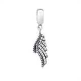 Berloque Pingente Charm Prata 925 Asa Cravejada Zirconia