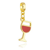 Berloque Taça De Vinho Banhado A Ouro 18k Premium