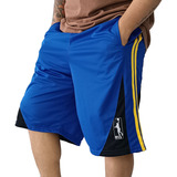 Bermuda Basquete M10 2 Listras Azul Royal Academia Treino