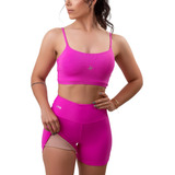 Bermuda Feminina Suplex Cos Alto + Top Academia Fitness
