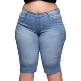 Bermuda Jeans Feminina Maria João Plus Size Elastano 48 A56