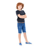 Bermuda Jeans Infantil Menino Masculino Com Regulador