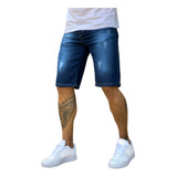 Bermuda Jeans Masculina Básica Sem Rasgos