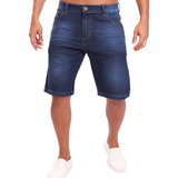 Bermuda Jeans Masculina Escura Tradicional Com Elastano 021