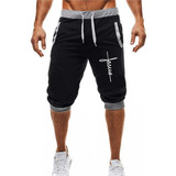 Bermuda Jogger Moletom Masculina 3/4 Cristão