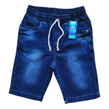 Bermuda Juvenil Jeans Masculina Com Elastano Tam 10,12,14,16