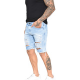 Bermuda Masculina Jeans E Sarja Verão Rasgadas Moda Masc
